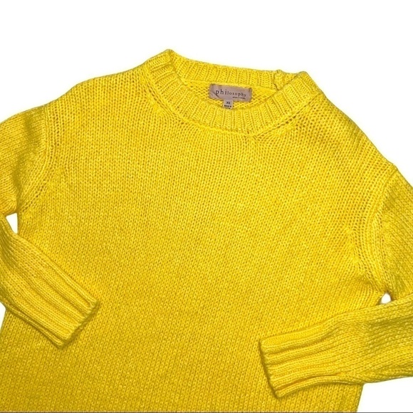 Philosophy Cozy Bright Vibrant Yellow Knit Oversized Crewneck Sweater Sz XS - Picture 12 of 13